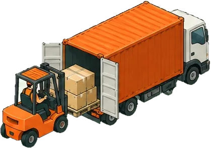Delivery truck and forklift